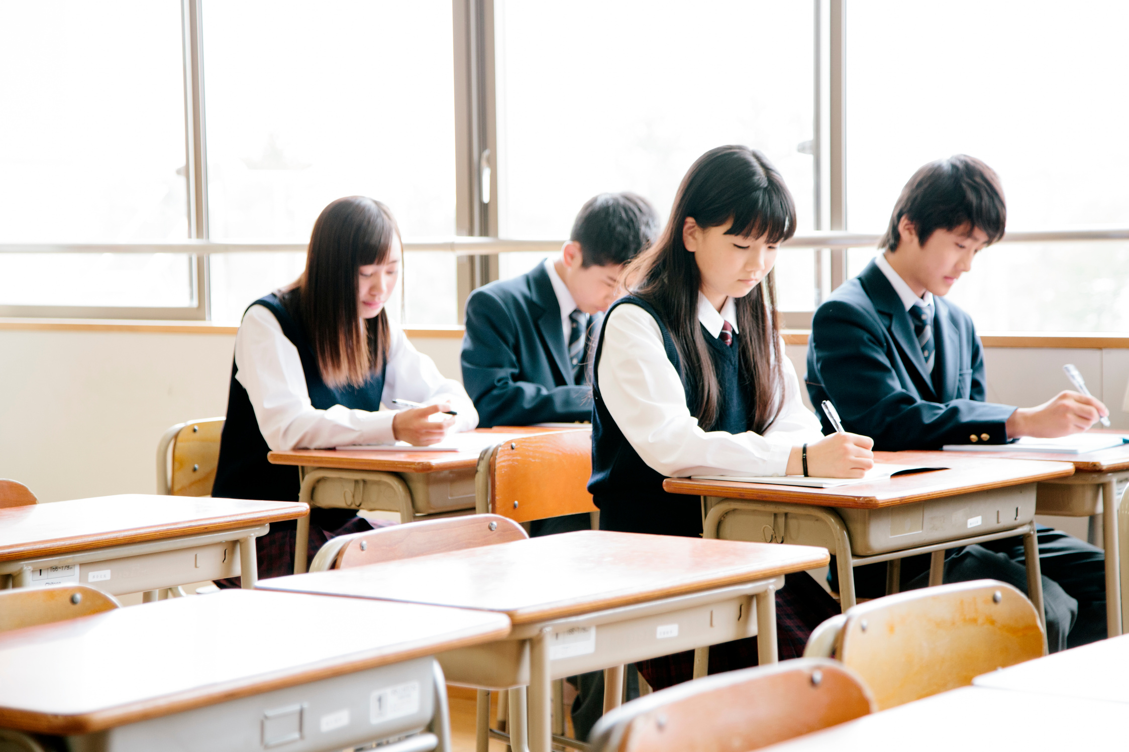 High school students, teenagers studying in a classroom, Japan